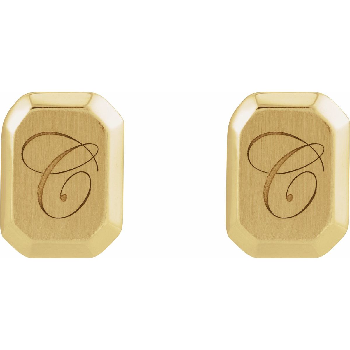 Engravable Geometric Stud Earrings (12 X 9 Mm)