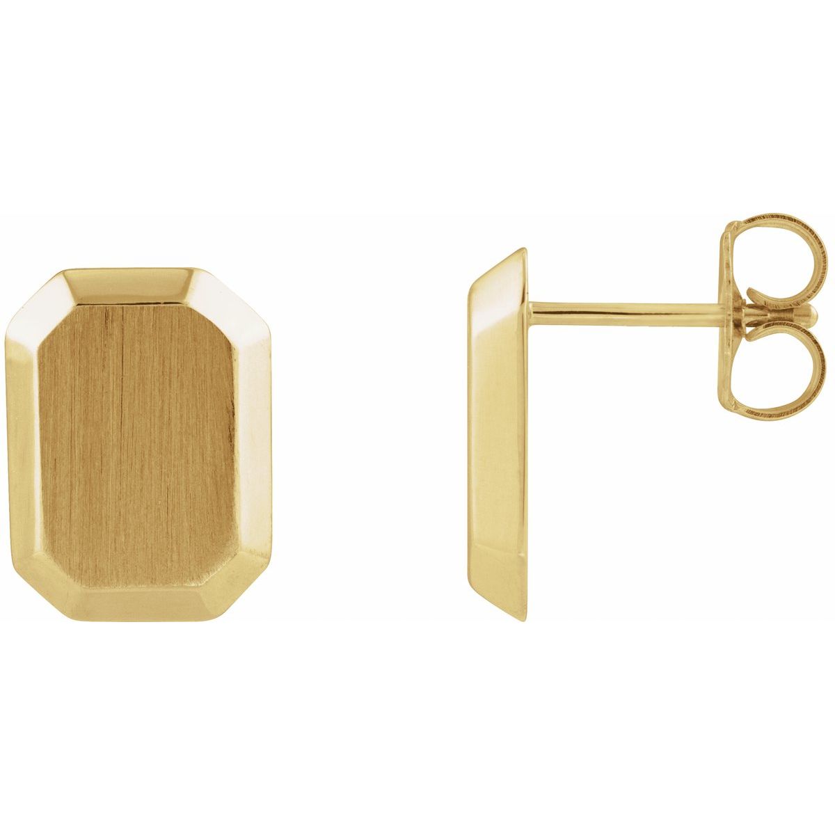 Engravable Geometric Stud Earrings (12 X 9 Mm)