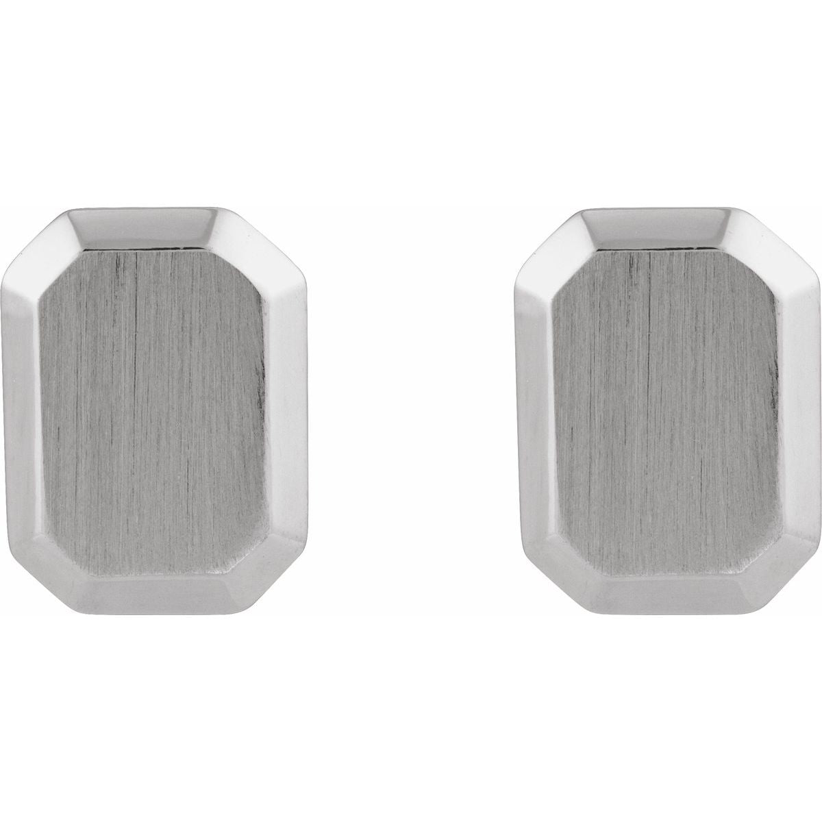 Engravable Geometric Stud Earrings (12 X 9 Mm)