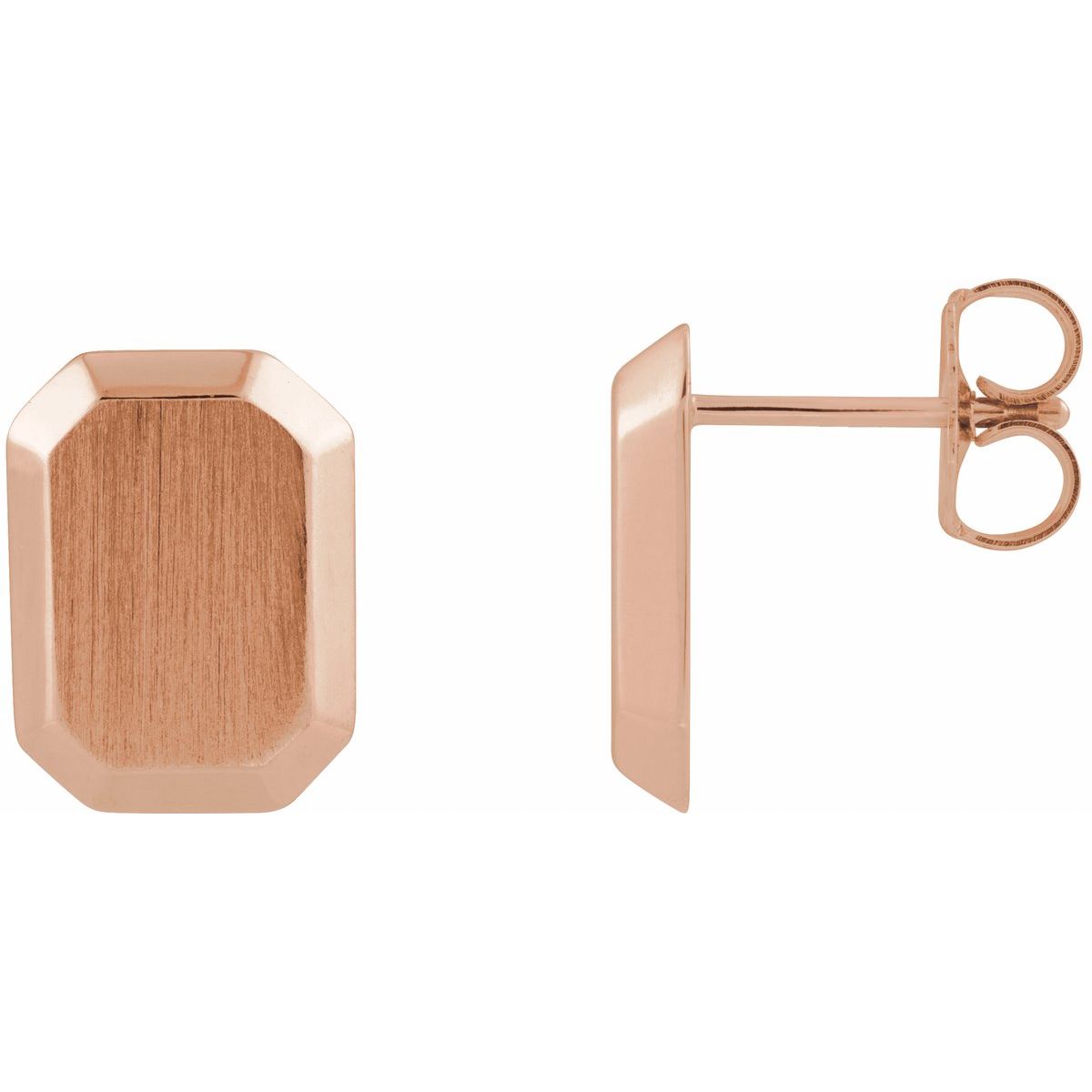 Engravable Geometric Stud Earrings (12 X 9 Mm)