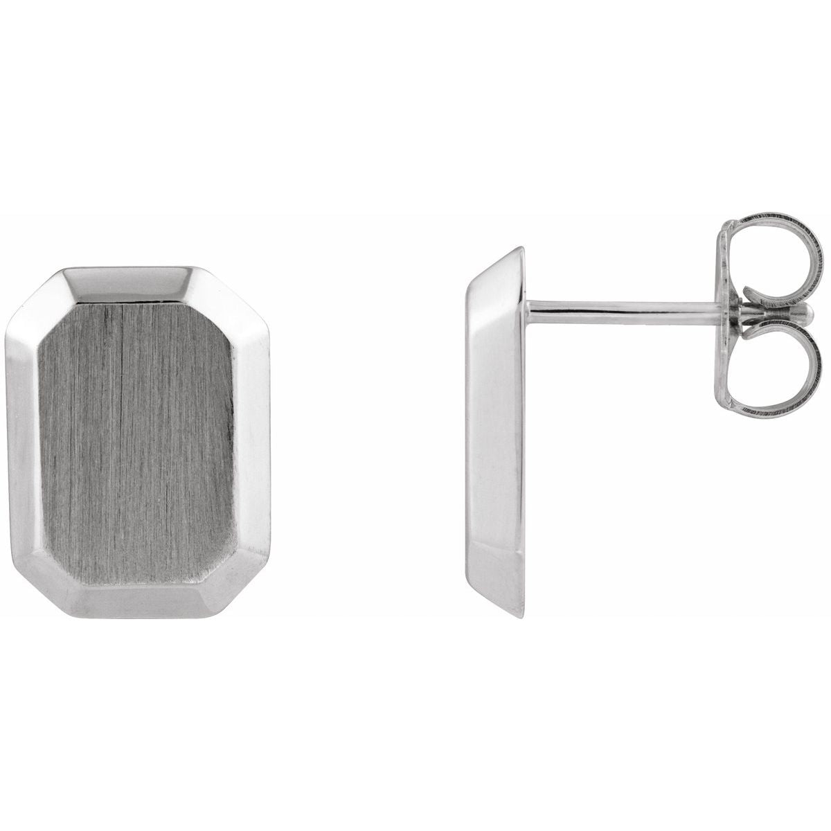 Engravable Geometric Stud Earrings (12 X 9 Mm)