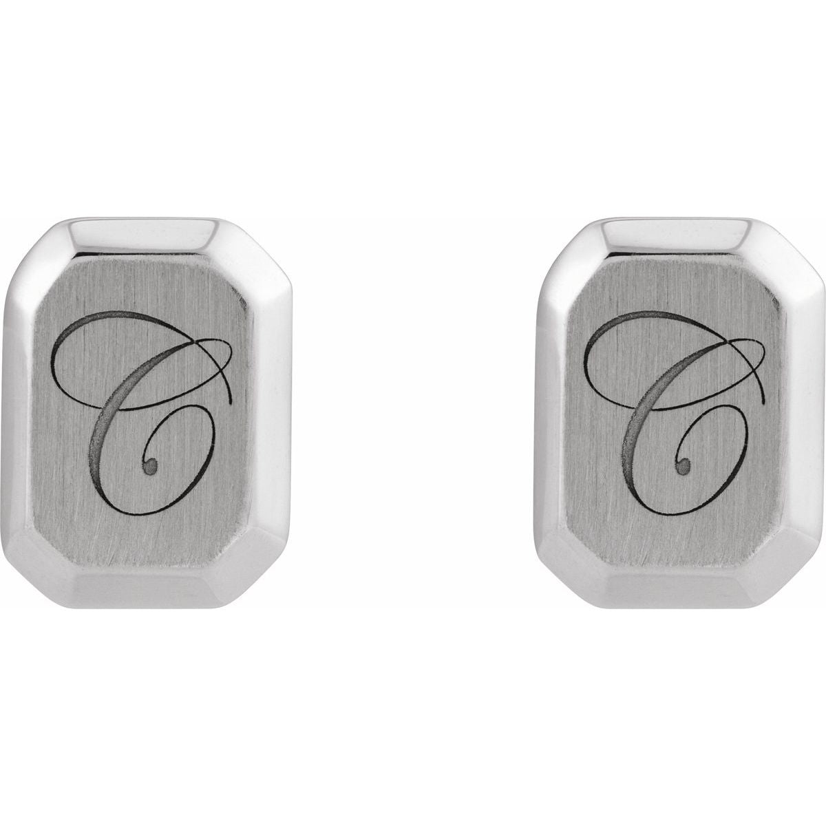 Engravable Geometric Stud Earrings (12 X 9 Mm)