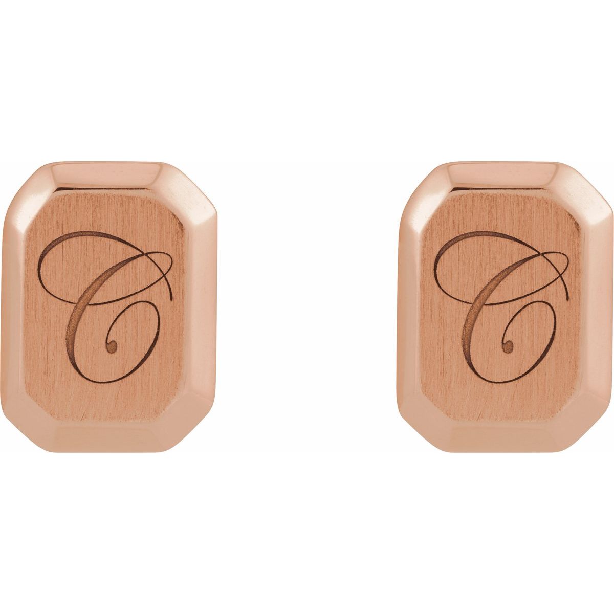 Engravable Geometric Stud Earrings (12 X 9 Mm)