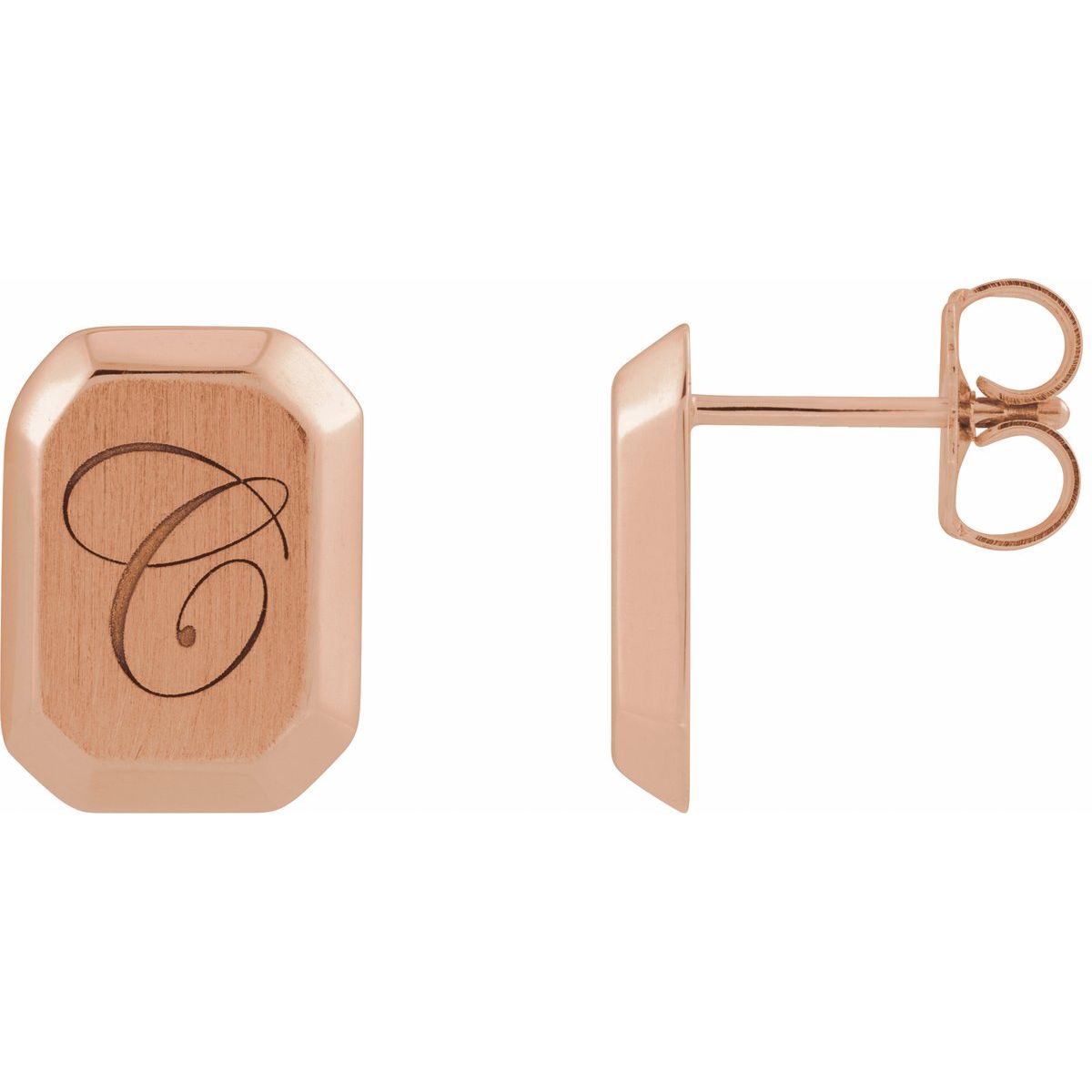 Engravable Geometric Stud Earrings (12 X 9 Mm)