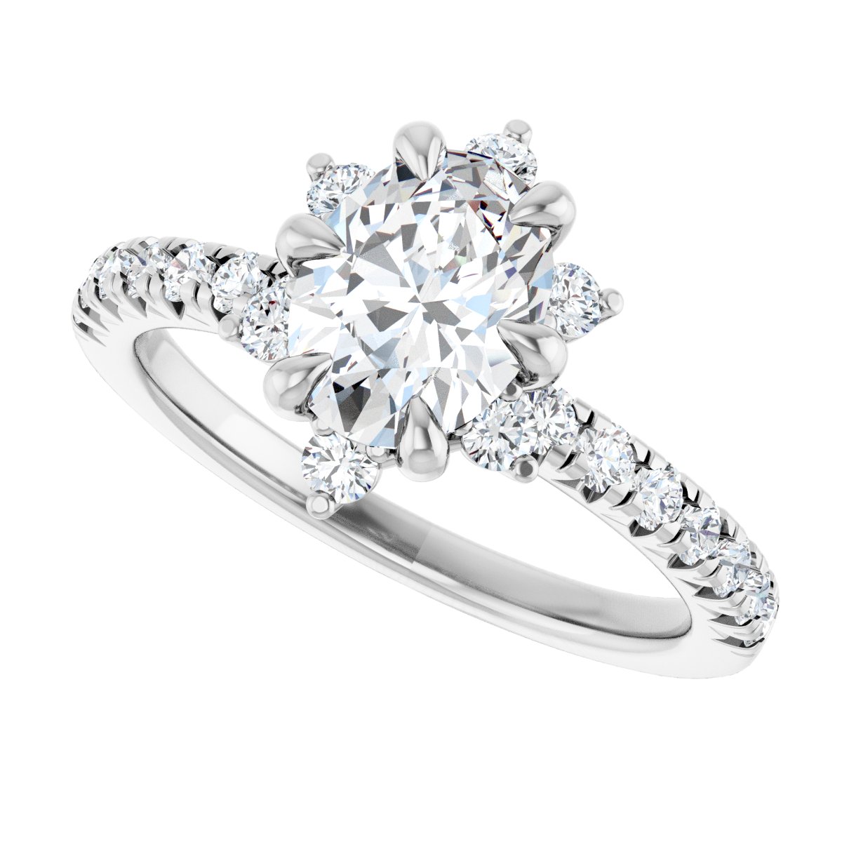 Oval Halo-Style Engagement Ring Semi-Mount - gallery - Series 689309