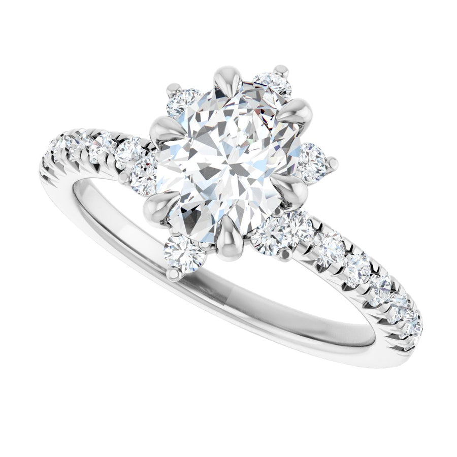 Oval Halo-Style Engagement Ring Semi-Mount - gallery - Series 689309