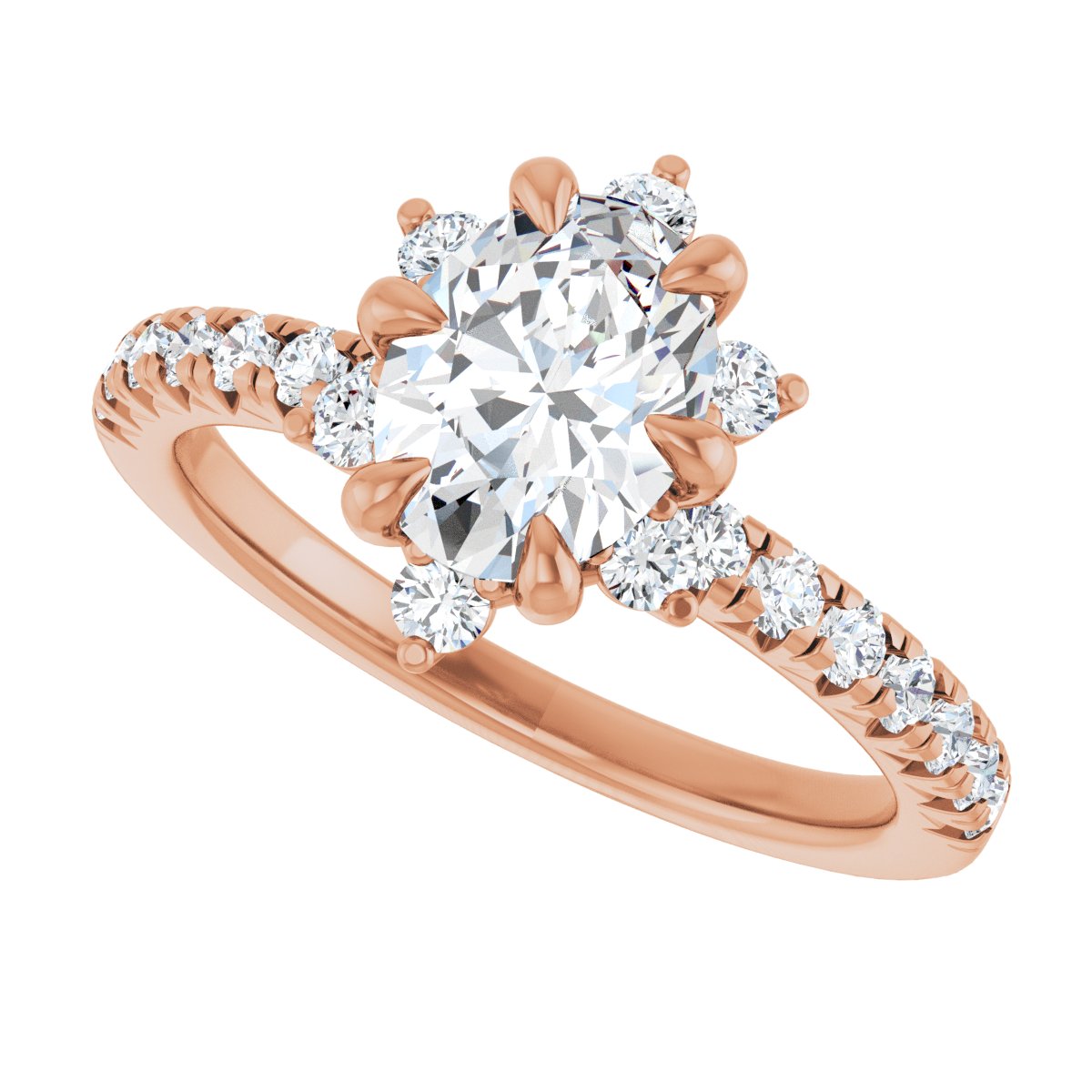 Oval Halo-Style Engagement Ring Semi-Mount - gallery - Series 689309