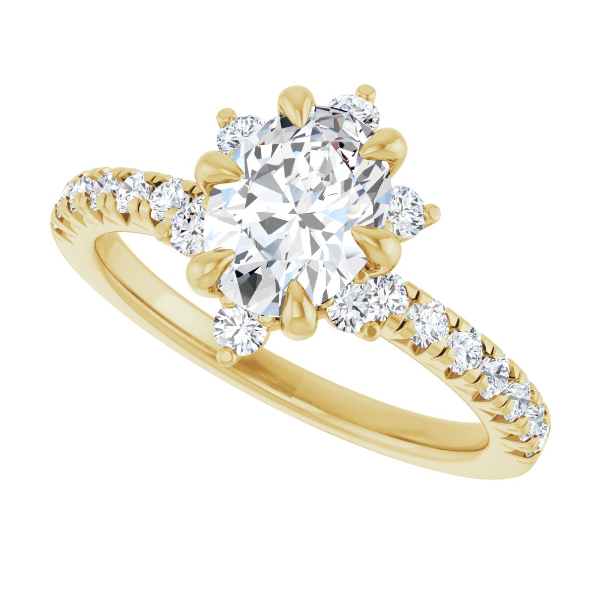 Oval Halo-Style Engagement Ring Semi-Mount - gallery - Series 689309