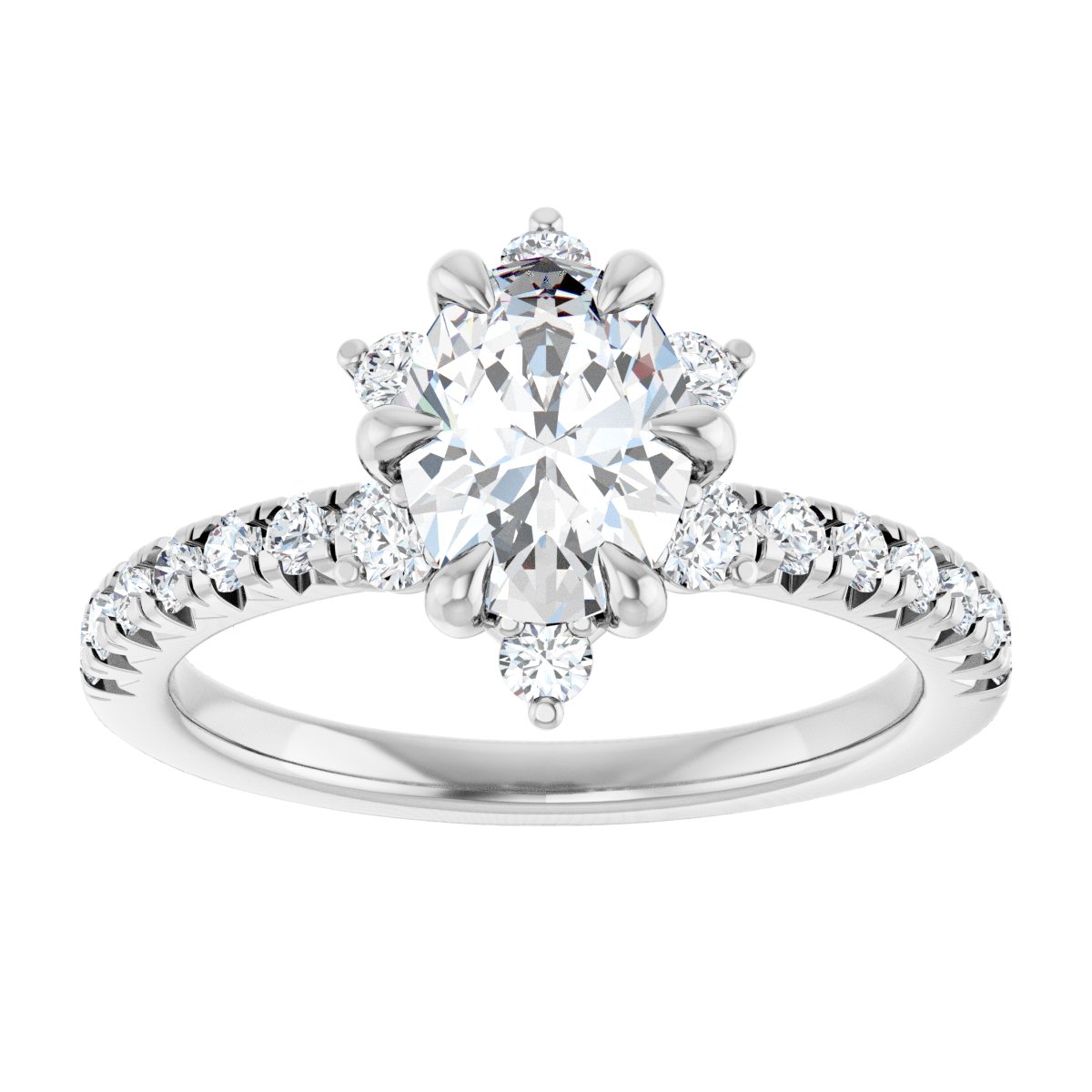 Oval Halo-Style Engagement Ring Semi-Mount - gallery - Series 689309