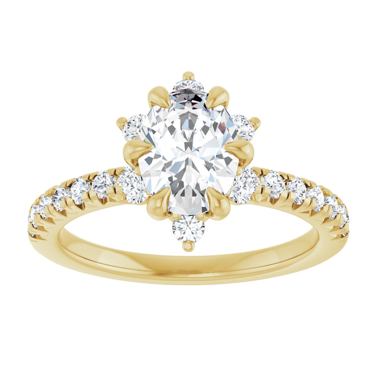 Oval Halo-Style Engagement Ring Semi-Mount - gallery - Series 689309