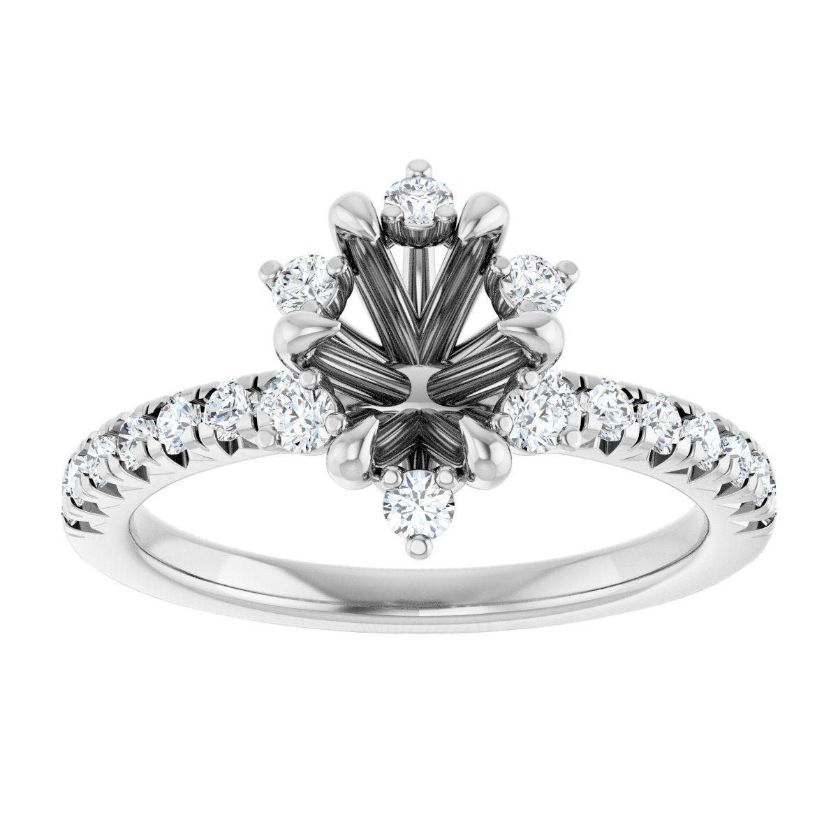 Oval Halo-Style Engagement Ring Semi-Mount - gallery - Series 689309