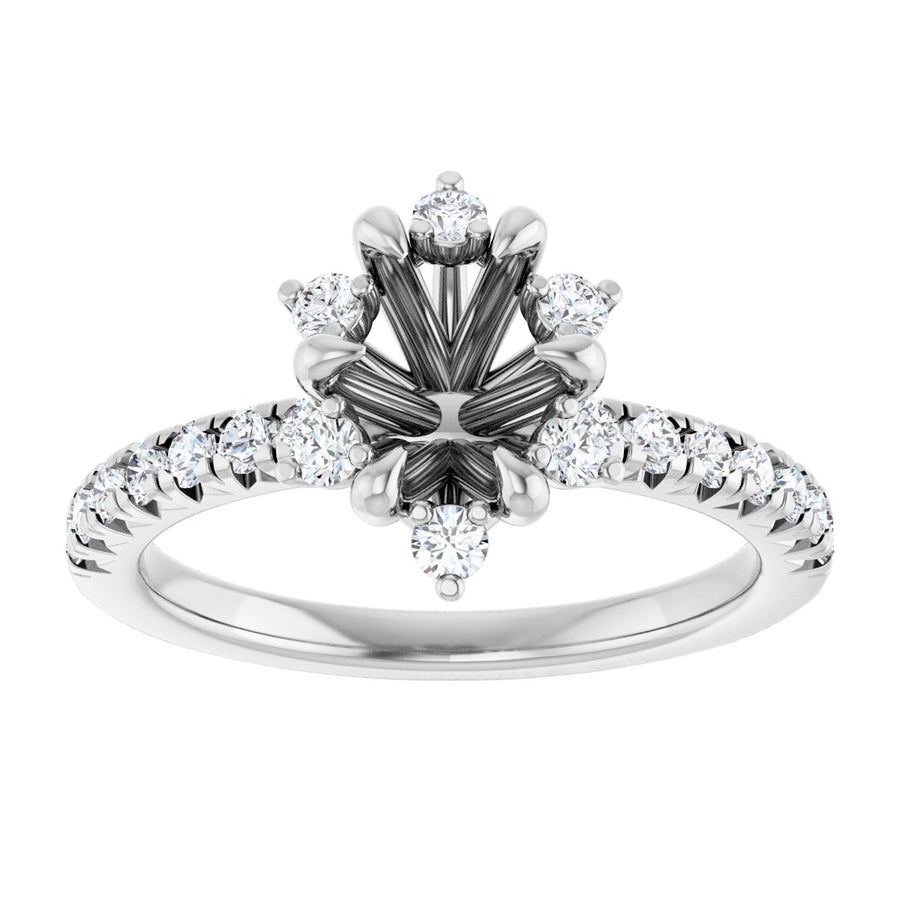 Oval Halo-Style Engagement Ring Semi-Mount - gallery - Series 689309