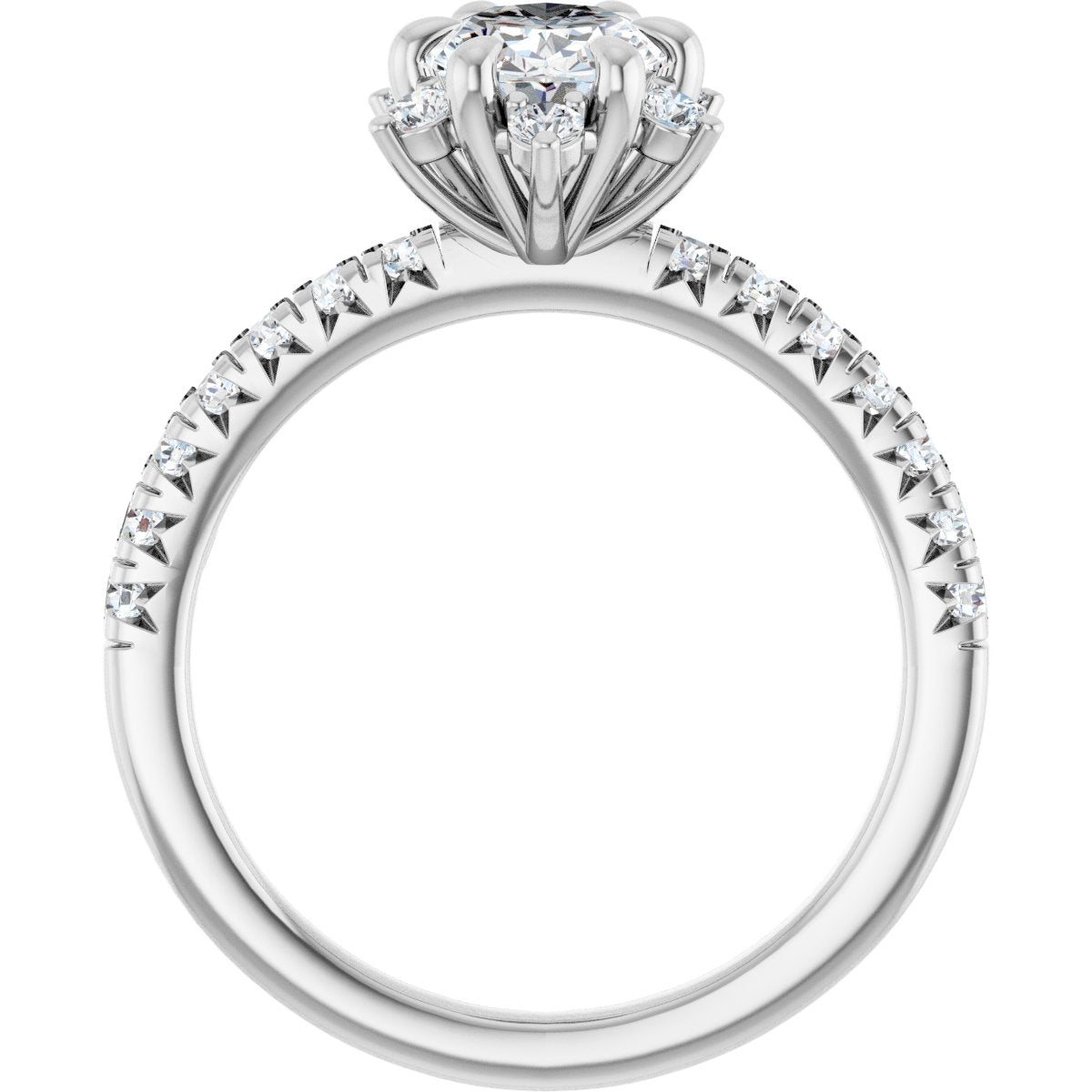 Oval Halo-Style Engagement Ring Semi-Mount - gallery - Series 689309