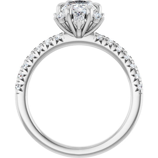 Oval Halo-Style Engagement Ring Semi-Mount - gallery - Series 689309