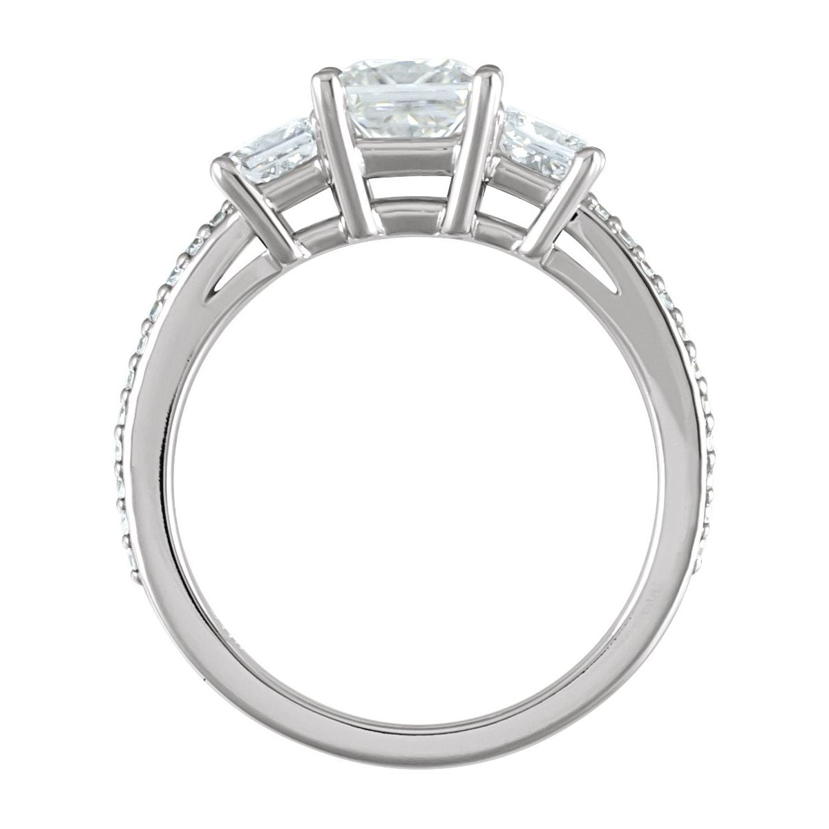 Square Three-Stone Engagement Ring Semi-Mount - gallery - Series 121909