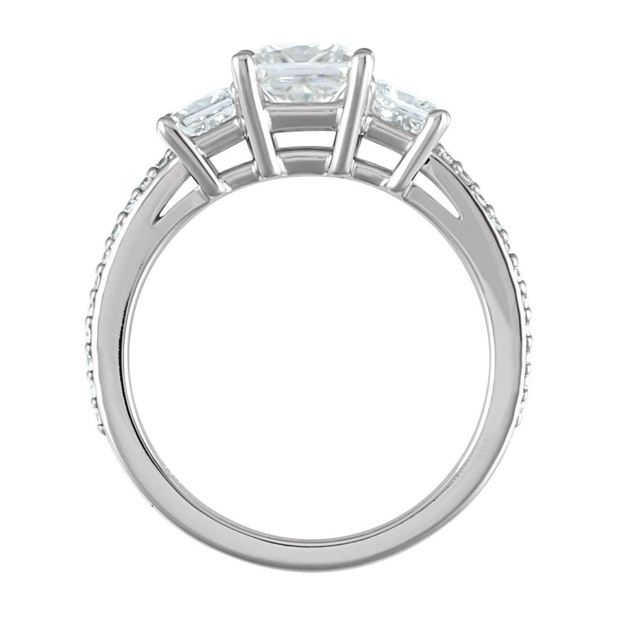 Square Three-Stone Engagement Ring Semi-Mount - gallery - Series 121909