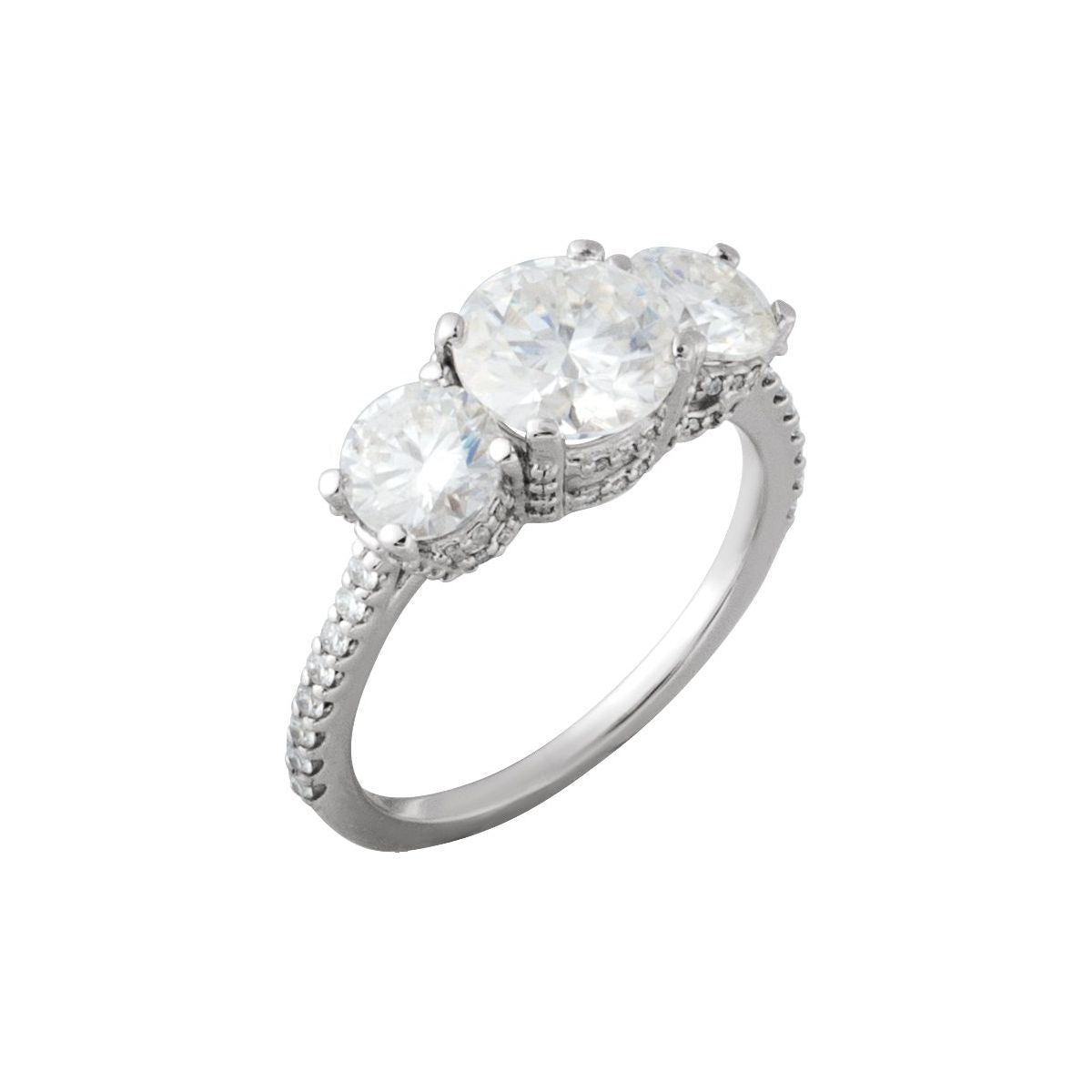 Round Three-Stone Engagement Ring Semi-Mount - gallery - Series 68904