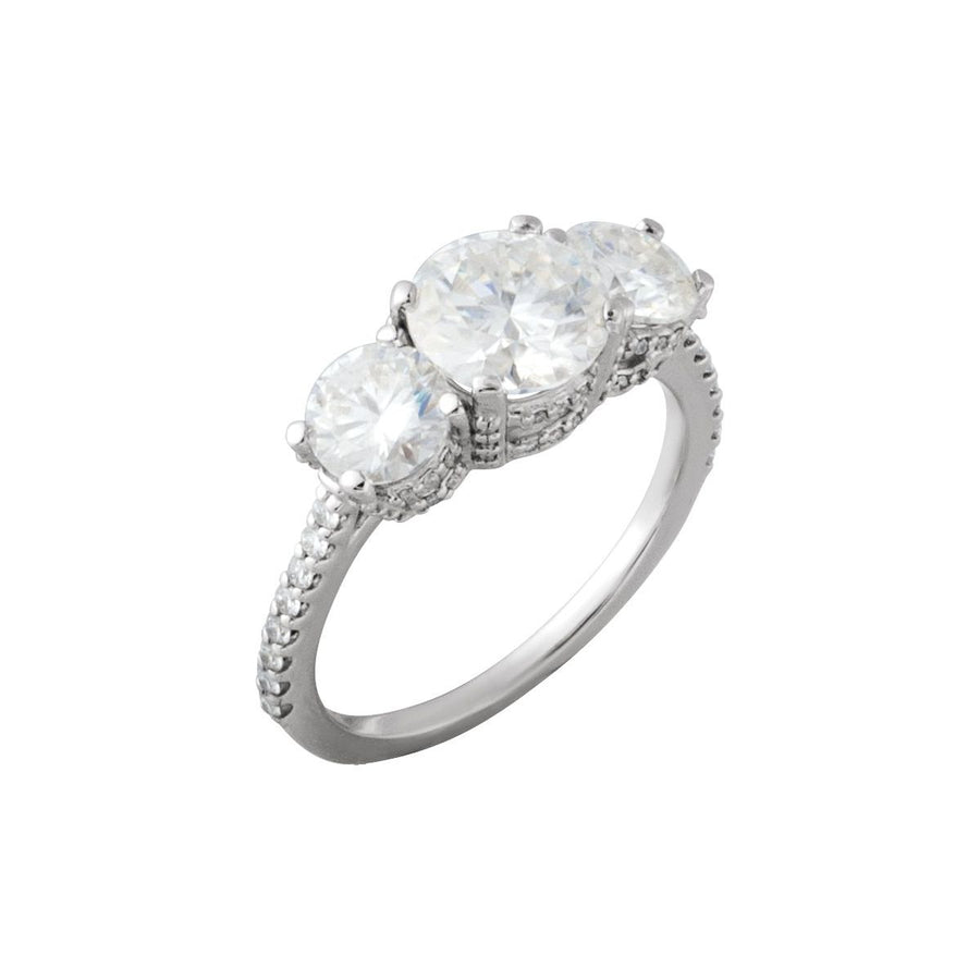 Round Three-Stone Engagement Ring Semi-Mount - gallery - Series 68904