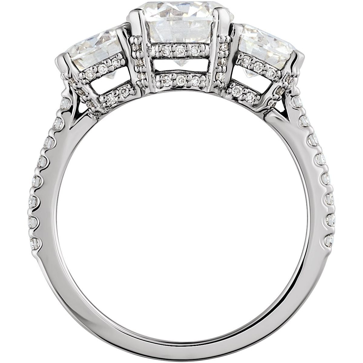 Round Three-Stone Engagement Ring Semi-Mount - gallery - Series 68904