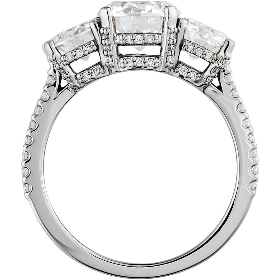 Round Three-Stone Engagement Ring Semi-Mount - gallery - Series 68904