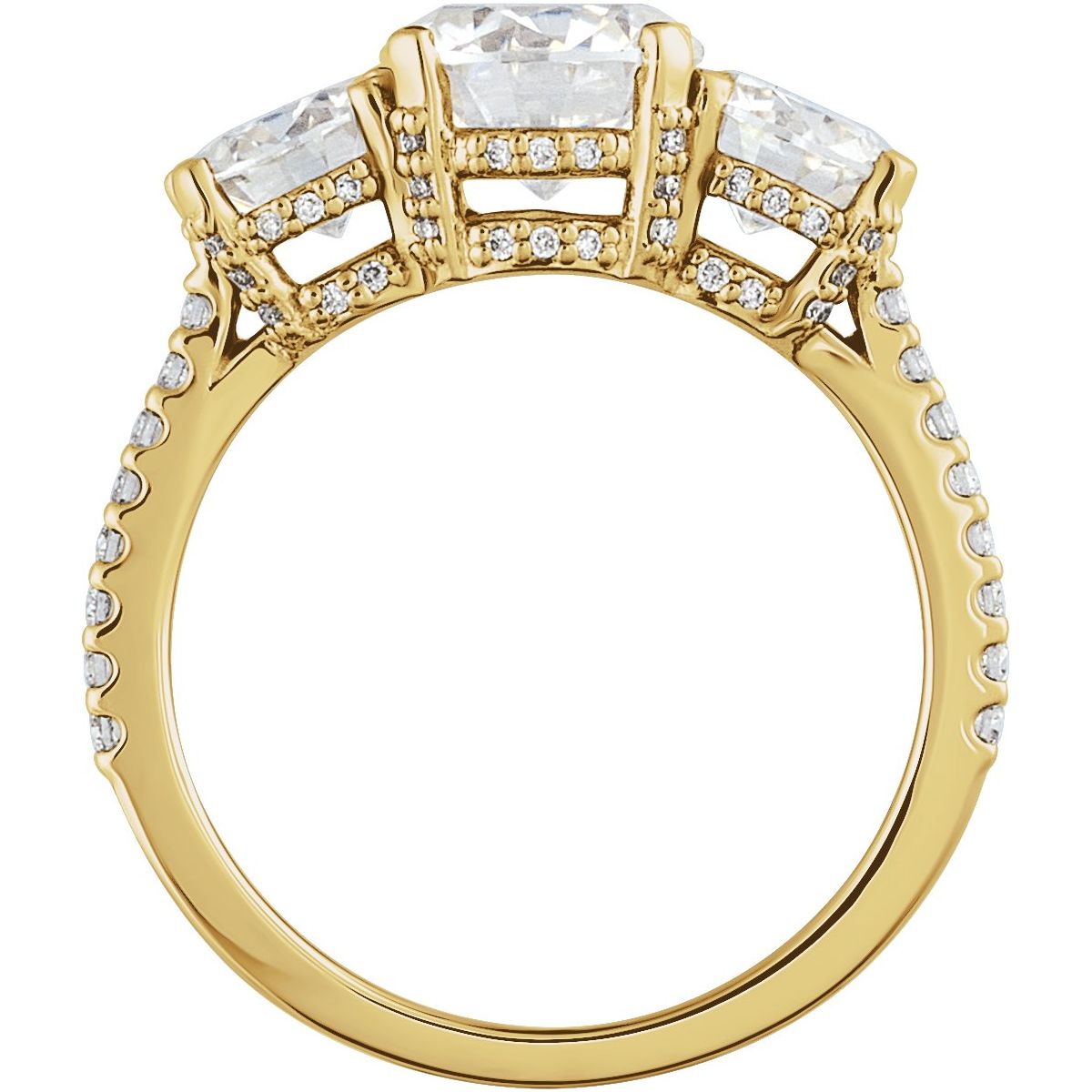 Round Three-Stone Engagement Ring Semi-Mount - gallery - Series 68904