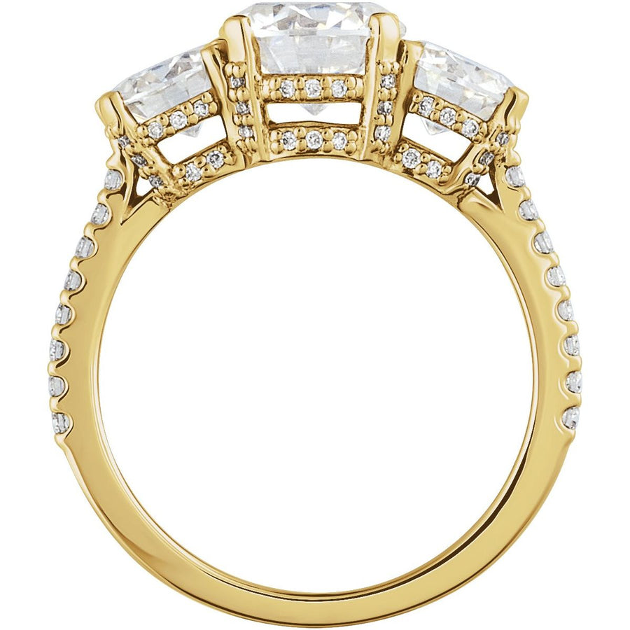 Round Three-Stone Engagement Ring Semi-Mount - gallery - Series 68904