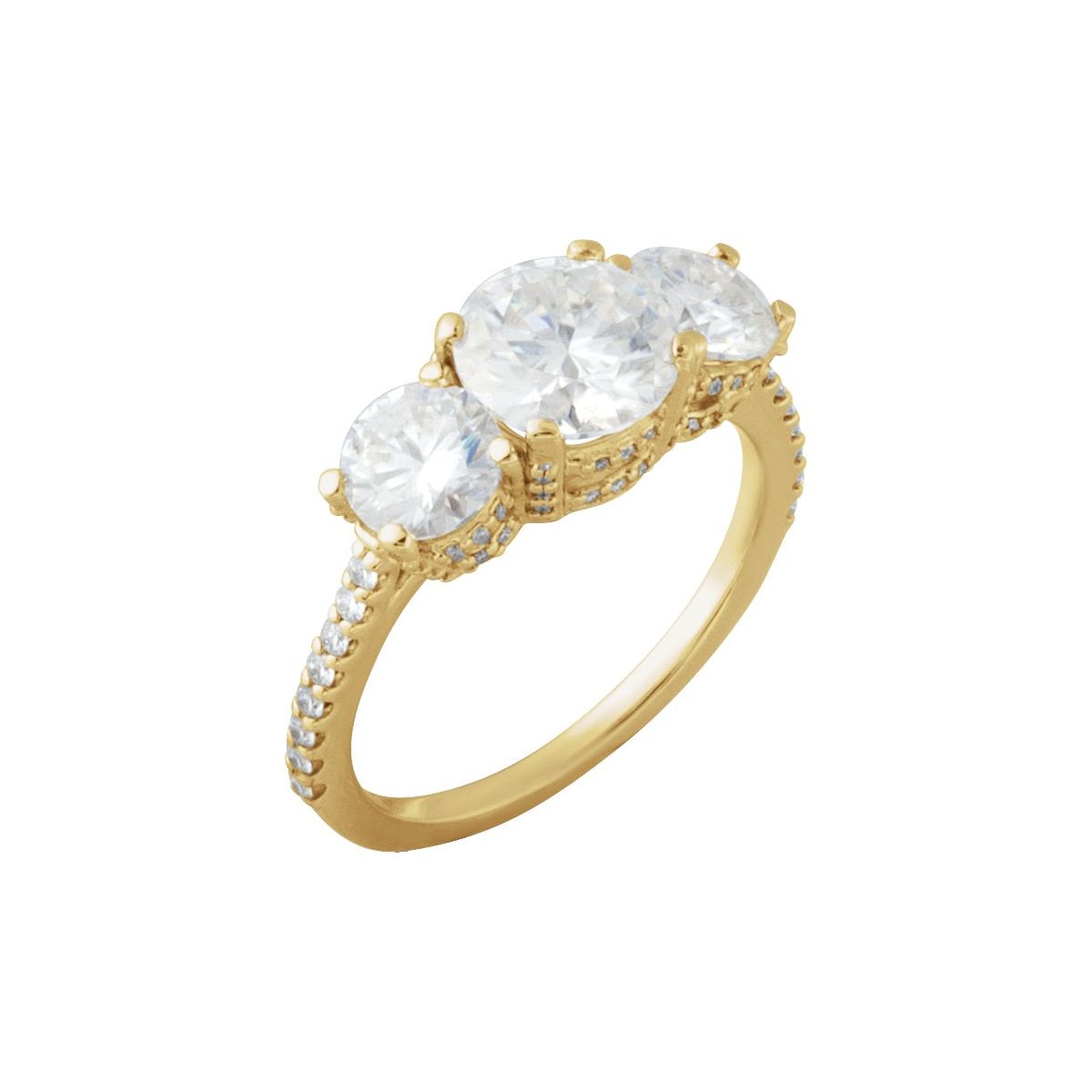 Round Three-Stone Engagement Ring Semi-Mount - gallery - Series 68904