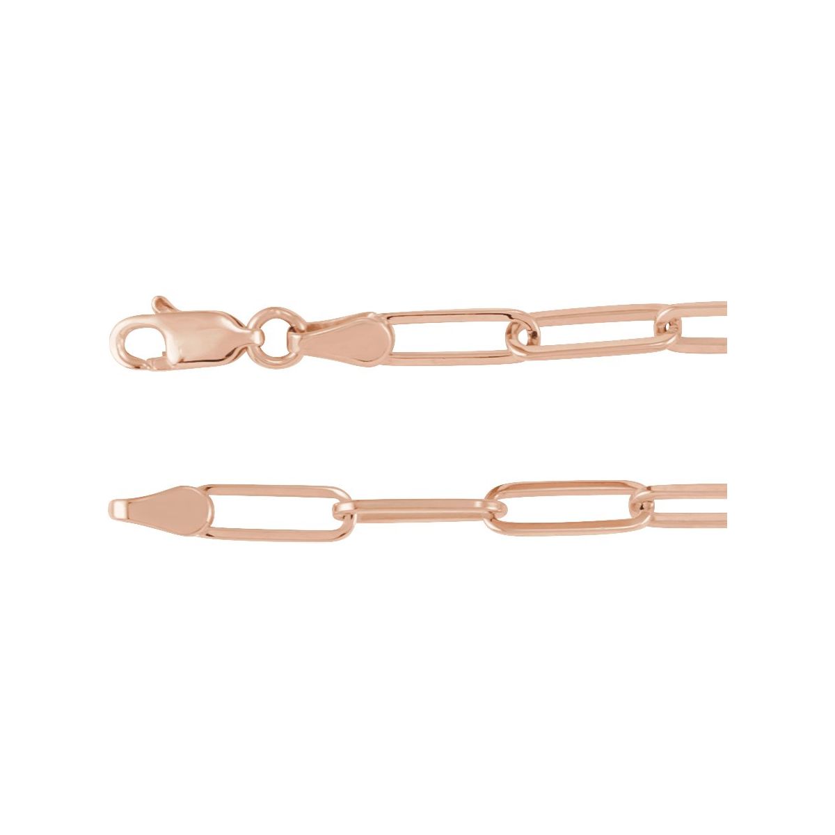 3.85 mm Paperclip-Style Chain Bracelet (3.85 Mm / 7 In) - 14K Rose Gold - Series CH1095