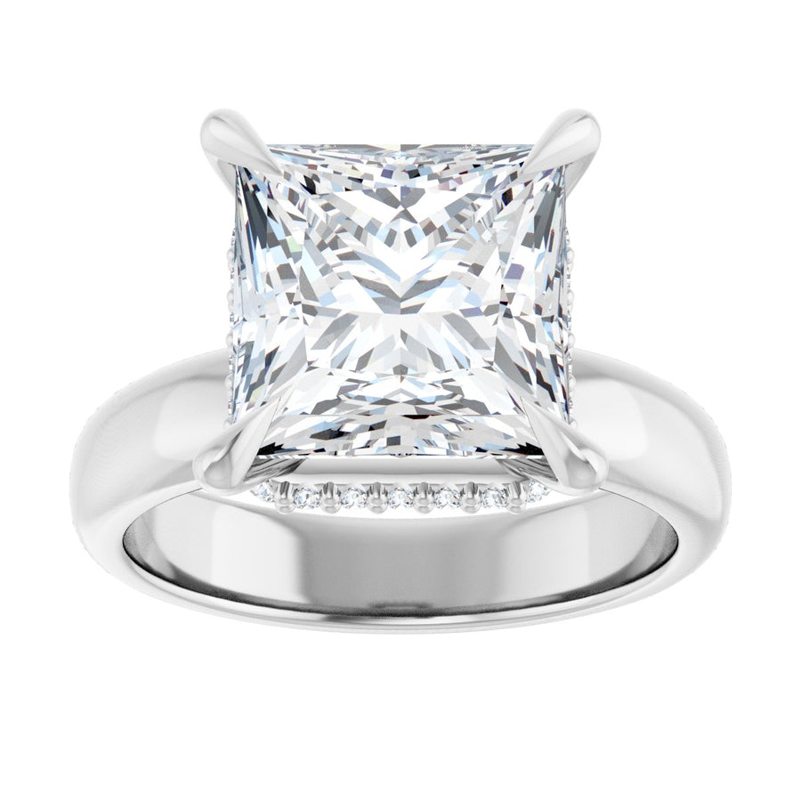 Square Claw-Prong Hidden Halo-Style Engagement Ring Semi-Mount - gallery - Series 127042
