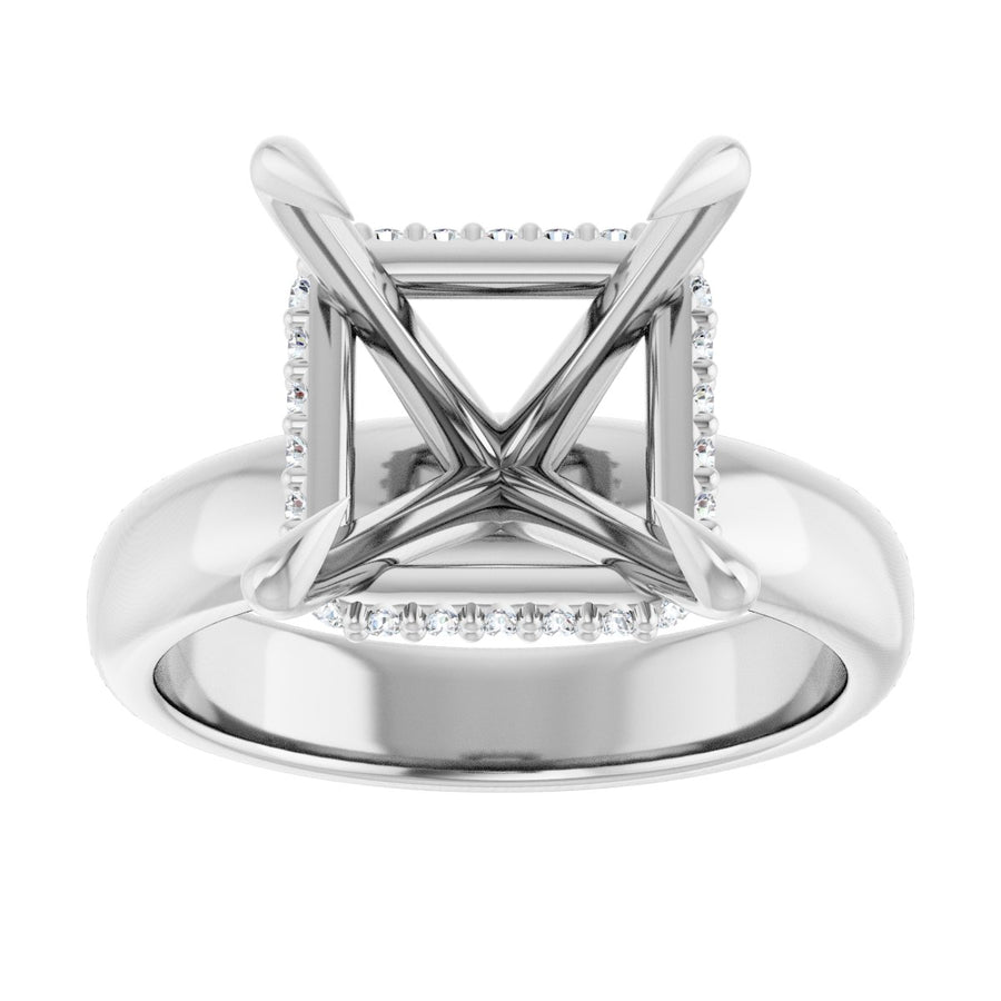 Square Claw-Prong Hidden Halo-Style Engagement Ring Semi-Mount - gallery - Series 127042