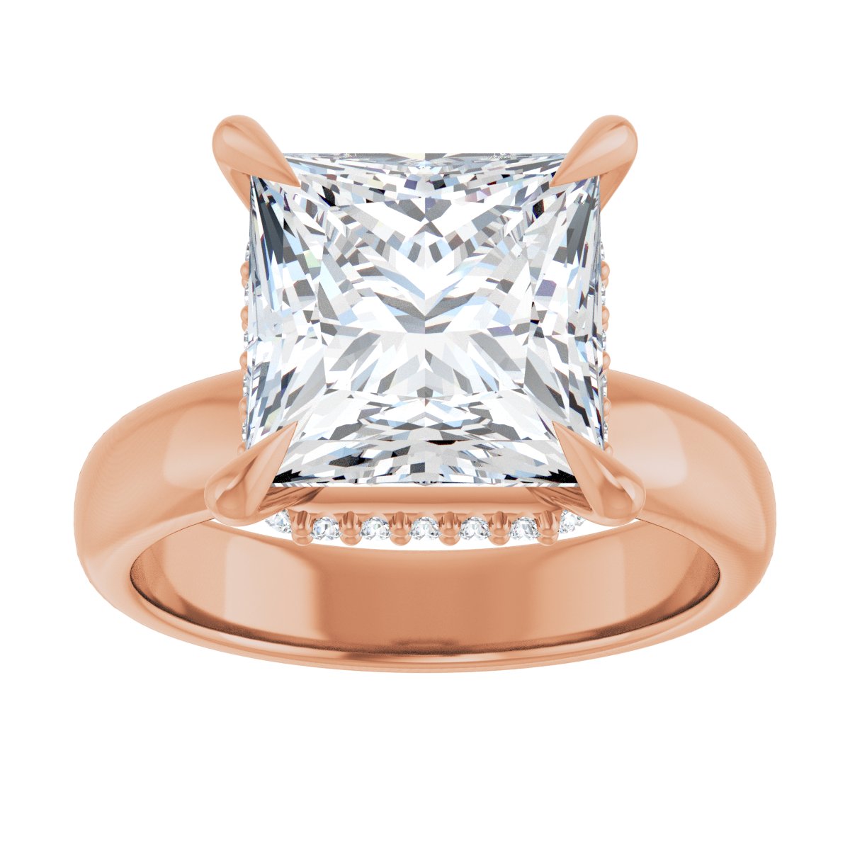 Square Claw-Prong Hidden Halo-Style Engagement Ring Semi-Mount - gallery - Series 127042