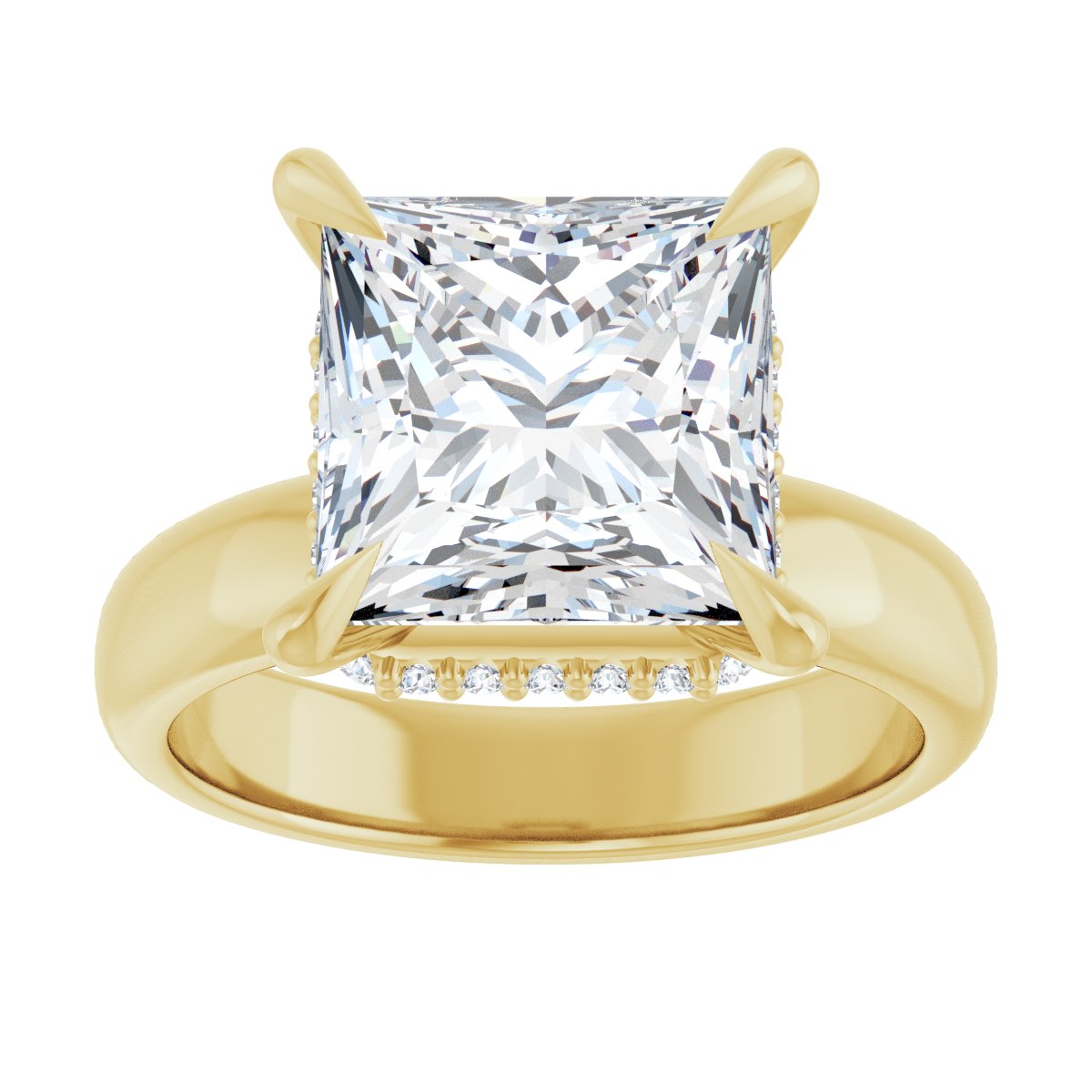 Square Claw-Prong Hidden Halo-Style Engagement Ring Semi-Mount - gallery - Series 127042