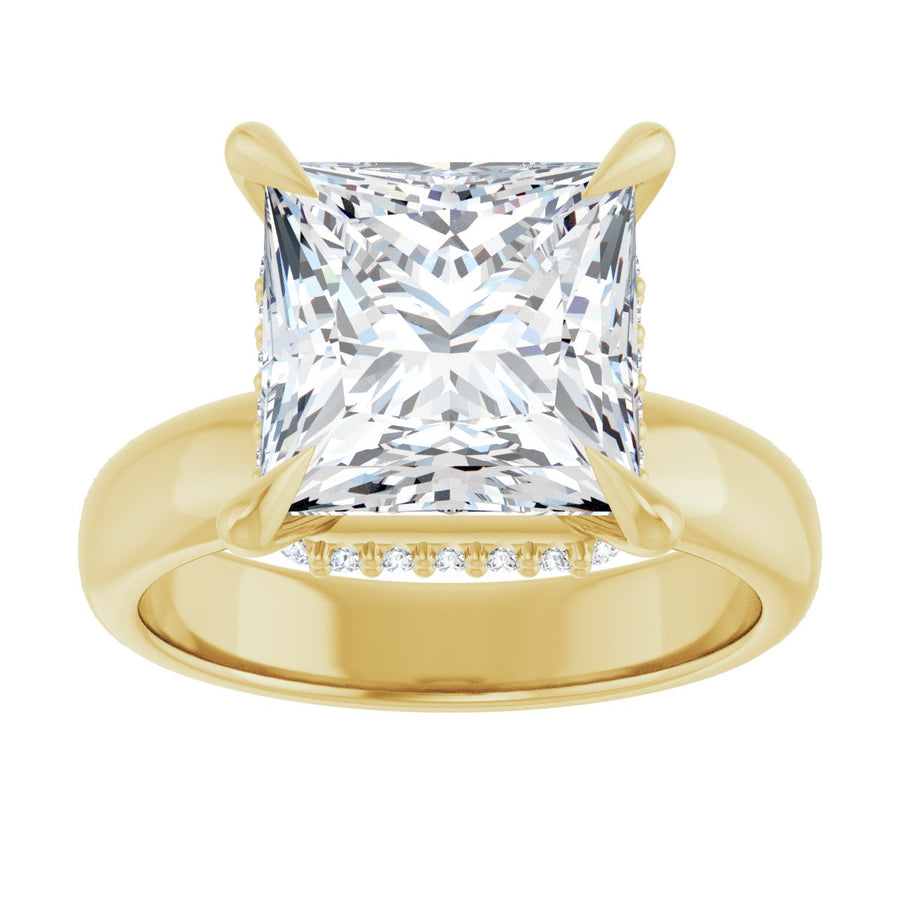 Square Claw-Prong Hidden Halo-Style Engagement Ring Semi-Mount - gallery - Series 127042