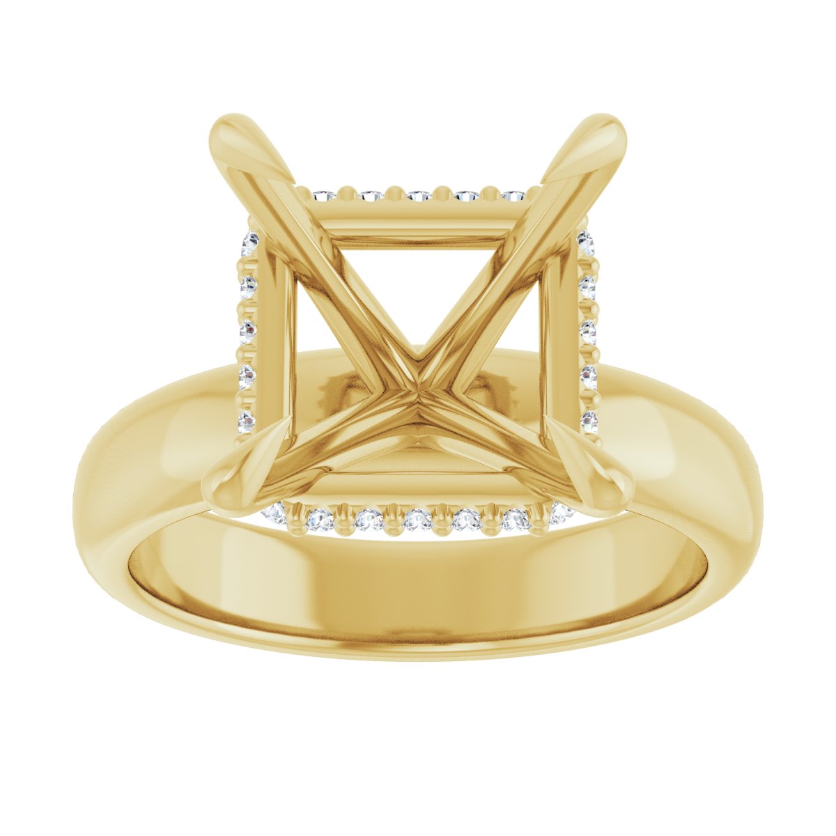 Square Claw-Prong Hidden Halo-Style Engagement Ring Semi-Mount - gallery - Series 127042