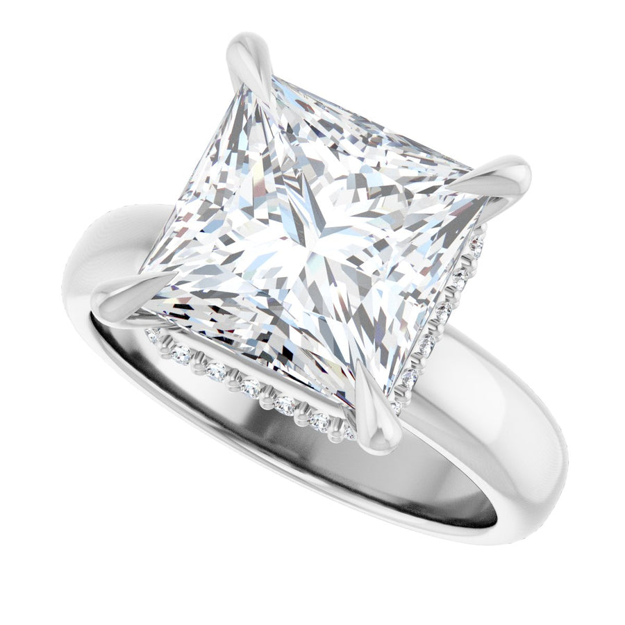 Square Claw-Prong Hidden Halo-Style Engagement Ring Semi-Mount - gallery - Series 127042