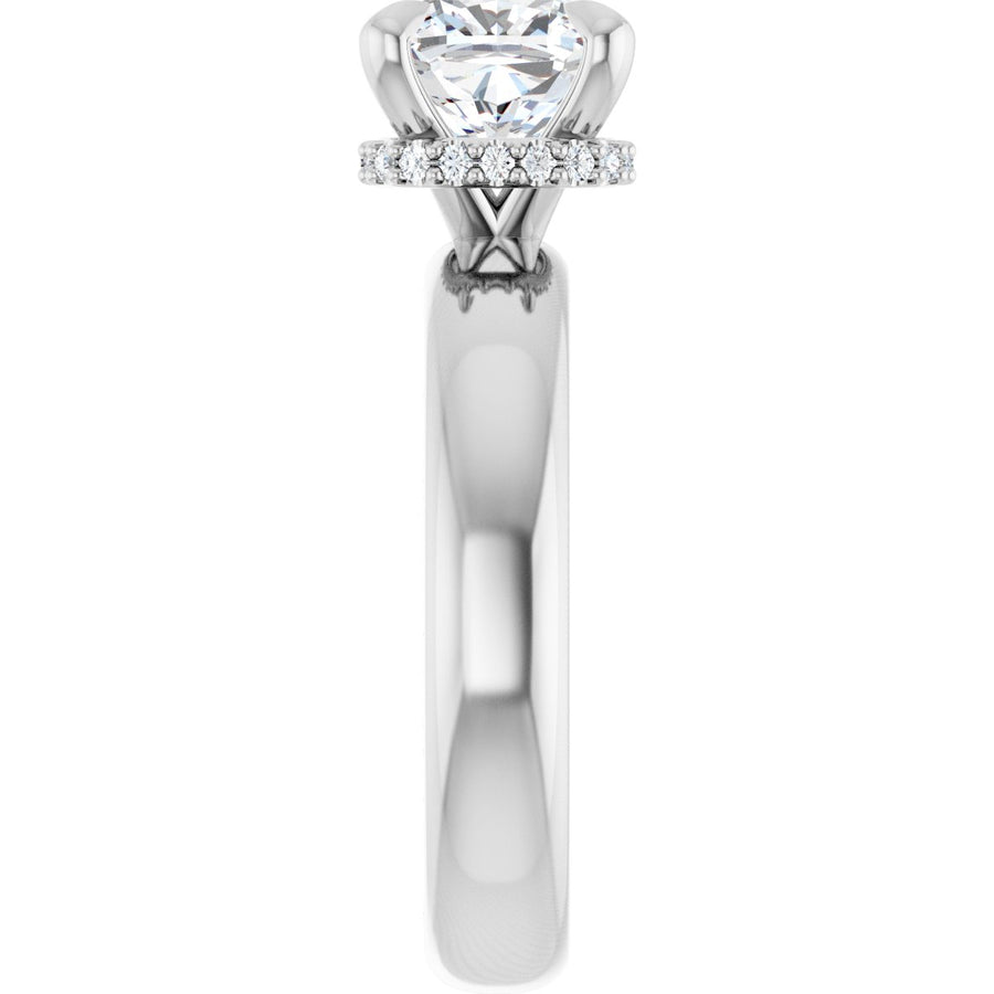 Cushion Claw-Prong Hidden Halo-Style Engagement Ring Semi-Mount - gallery - Series 127042