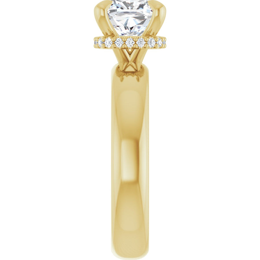 Cushion Claw-Prong Hidden Halo-Style Engagement Ring Semi-Mount - gallery - Series 127042