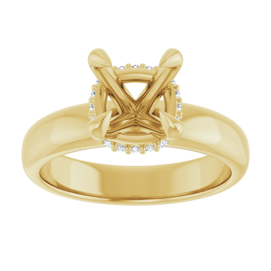 Cushion Claw-Prong Hidden Halo-Style Engagement Ring Semi-Mount - gallery - Series 127042
