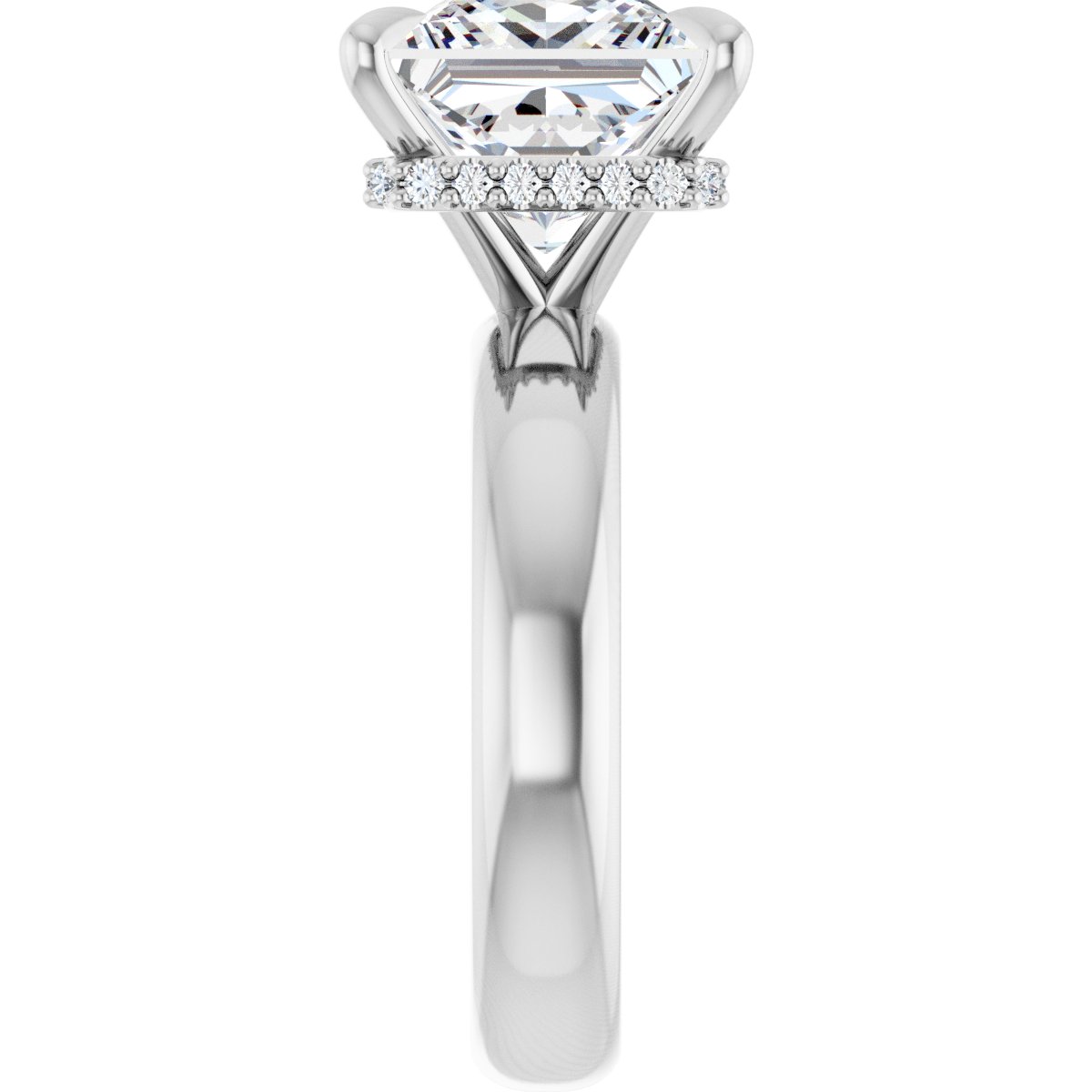 Square Claw-Prong Hidden Halo-Style Engagement Ring Semi-Mount - gallery - Series 127042