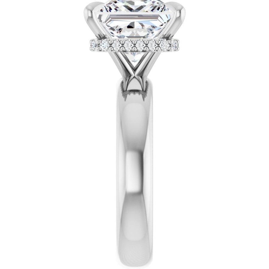 Square Claw-Prong Hidden Halo-Style Engagement Ring Semi-Mount - gallery - Series 127042