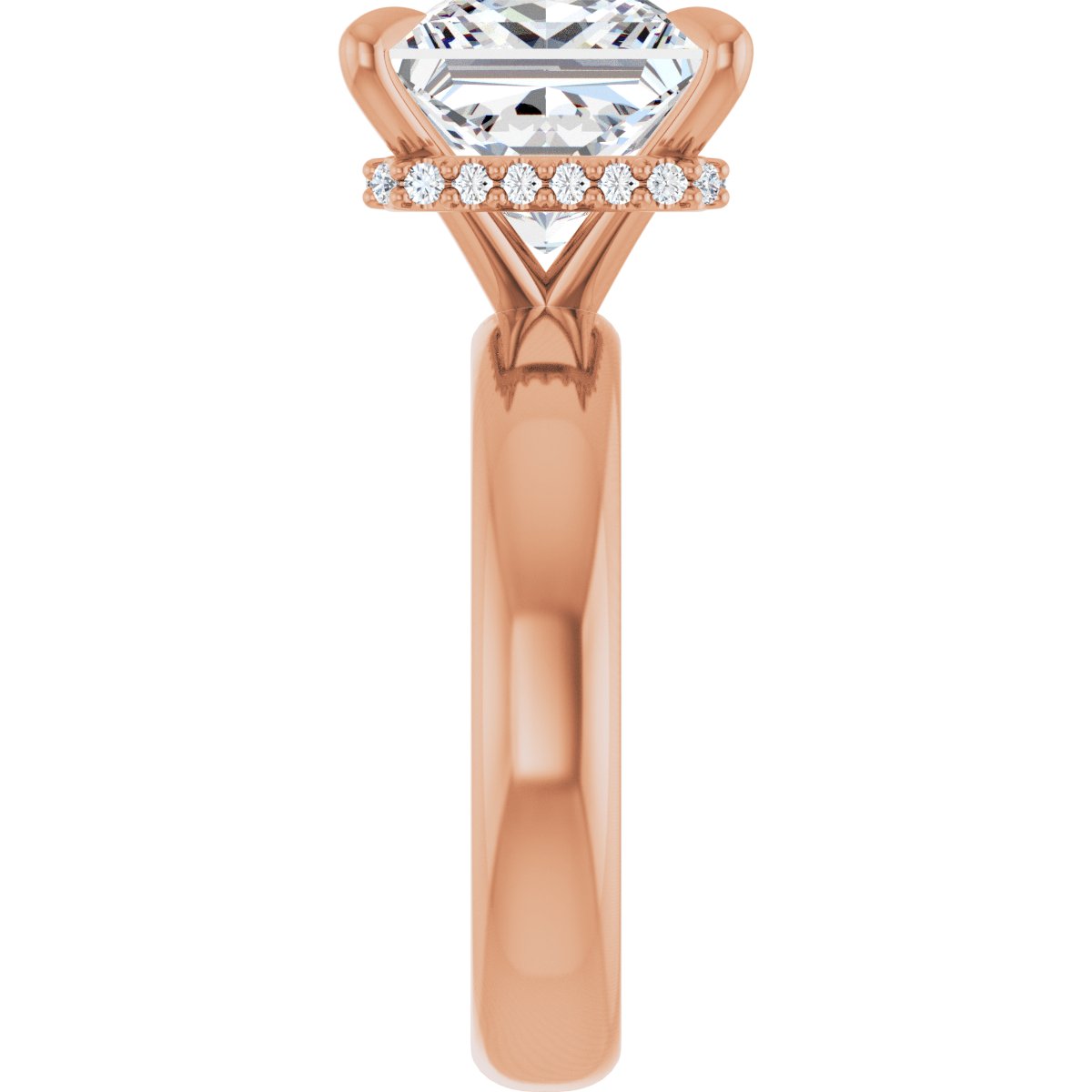 Square Claw-Prong Hidden Halo-Style Engagement Ring Semi-Mount - gallery - Series 127042