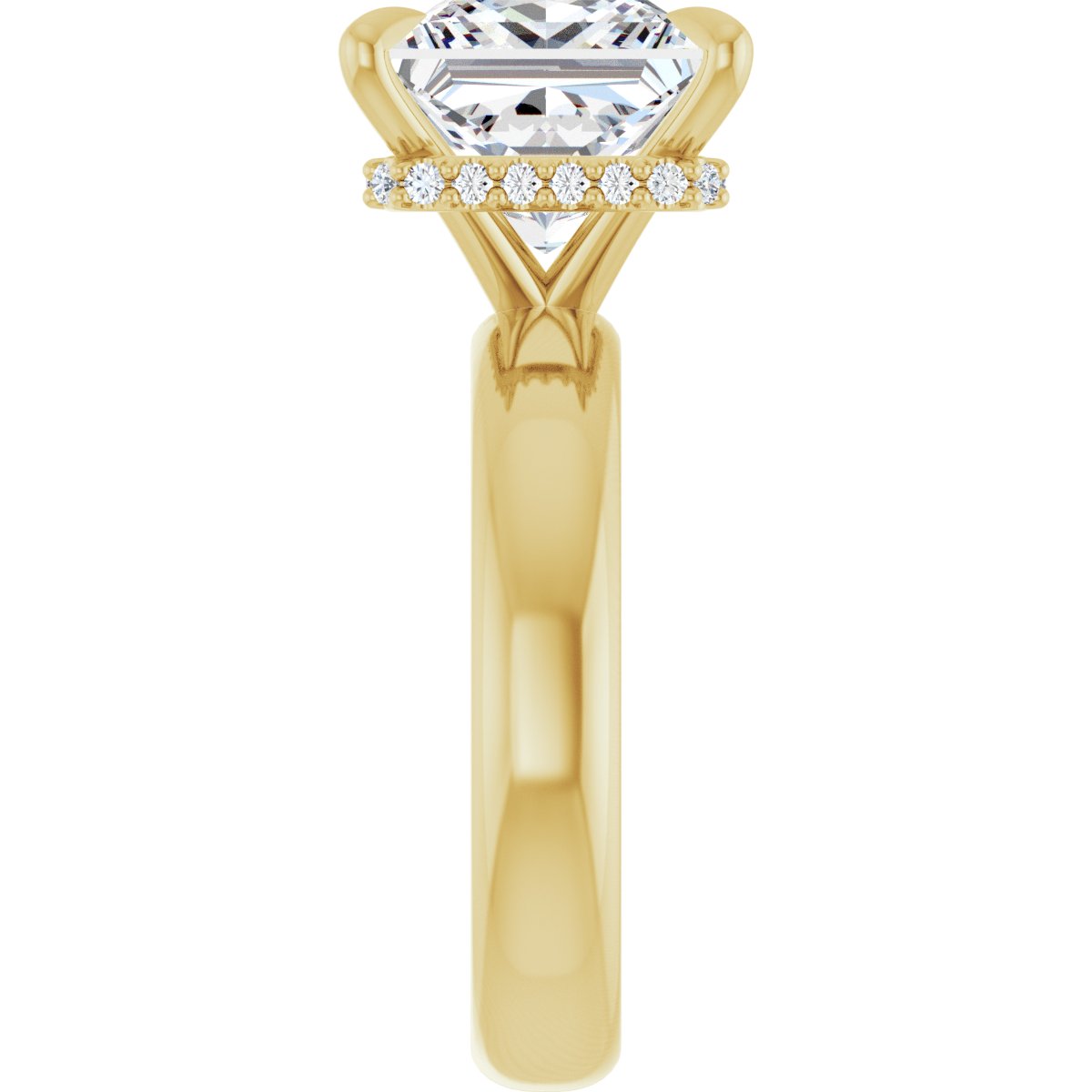 Square Claw-Prong Hidden Halo-Style Engagement Ring Semi-Mount - gallery - Series 127042