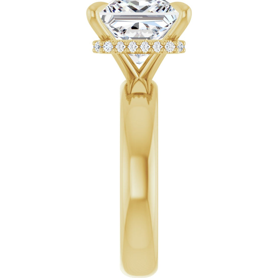 Square Claw-Prong Hidden Halo-Style Engagement Ring Semi-Mount - gallery - Series 127042