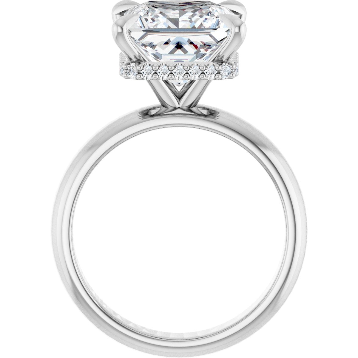 Square Claw-Prong Hidden Halo-Style Engagement Ring Semi-Mount - gallery - Series 127042