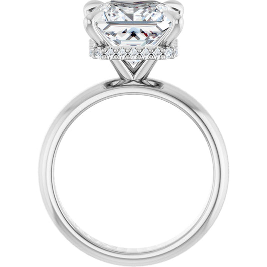 Square Claw-Prong Hidden Halo-Style Engagement Ring Semi-Mount - gallery - Series 127042