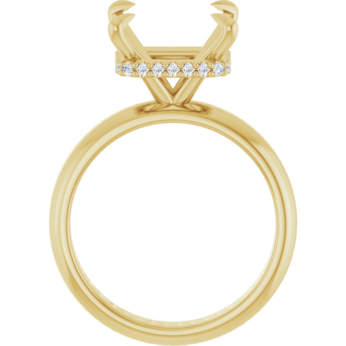 Square Claw-Prong Hidden Halo-Style Engagement Ring Semi-Mount - gallery - Series 127042