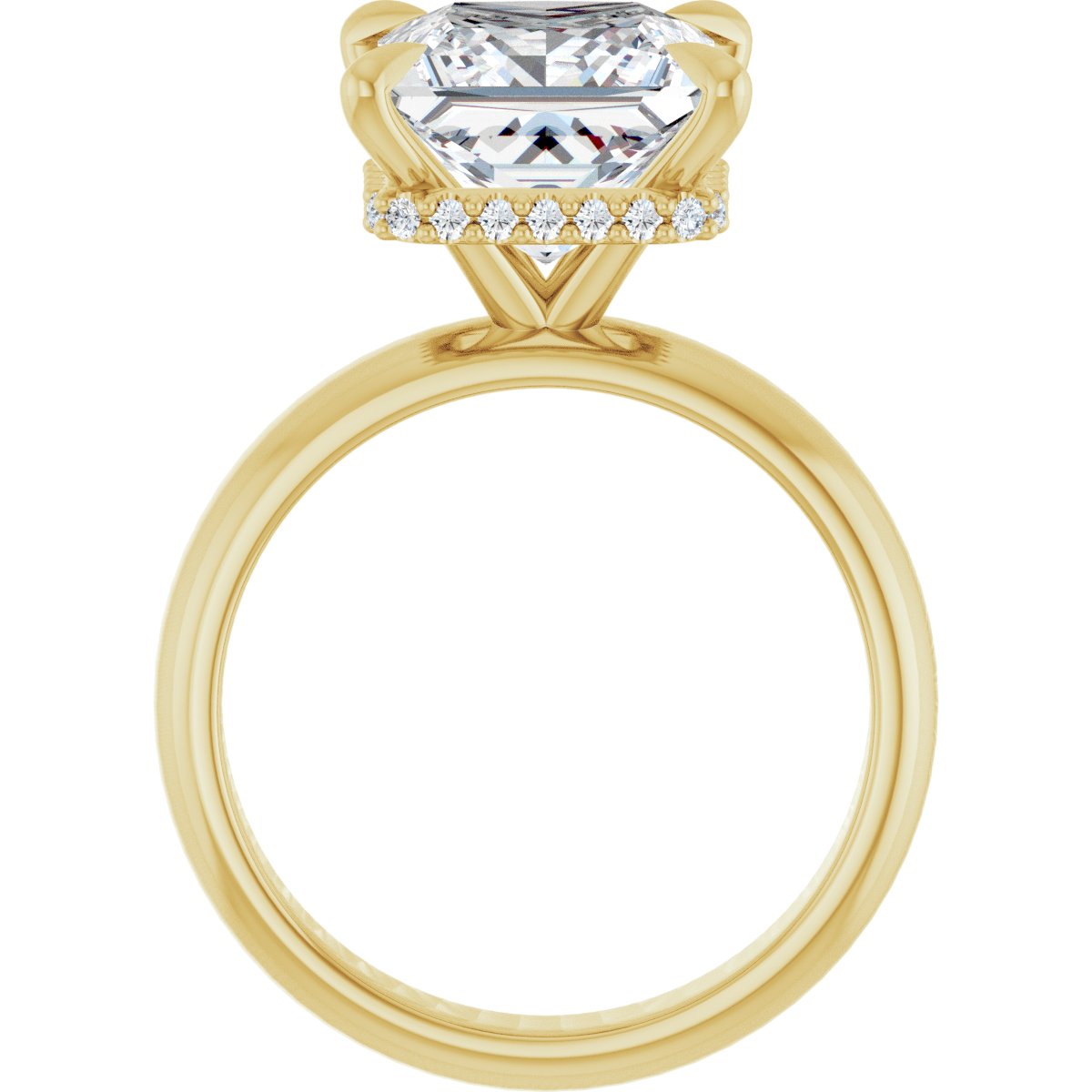Square Claw-Prong Hidden Halo-Style Engagement Ring Semi-Mount - gallery - Series 127042