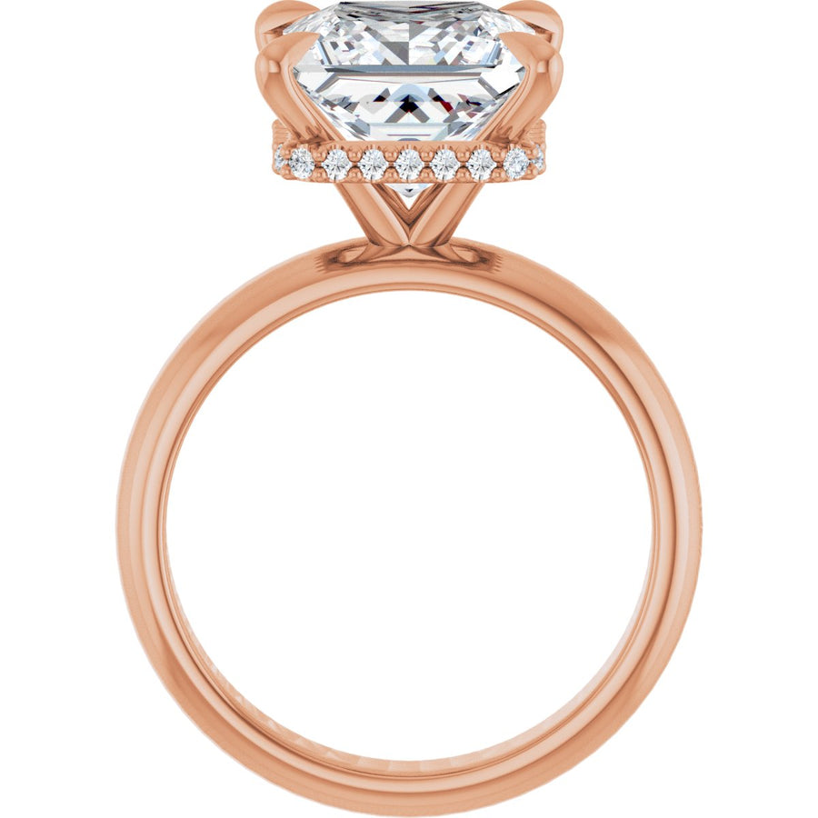 Square Claw-Prong Hidden Halo-Style Engagement Ring Semi-Mount - gallery - Series 127042