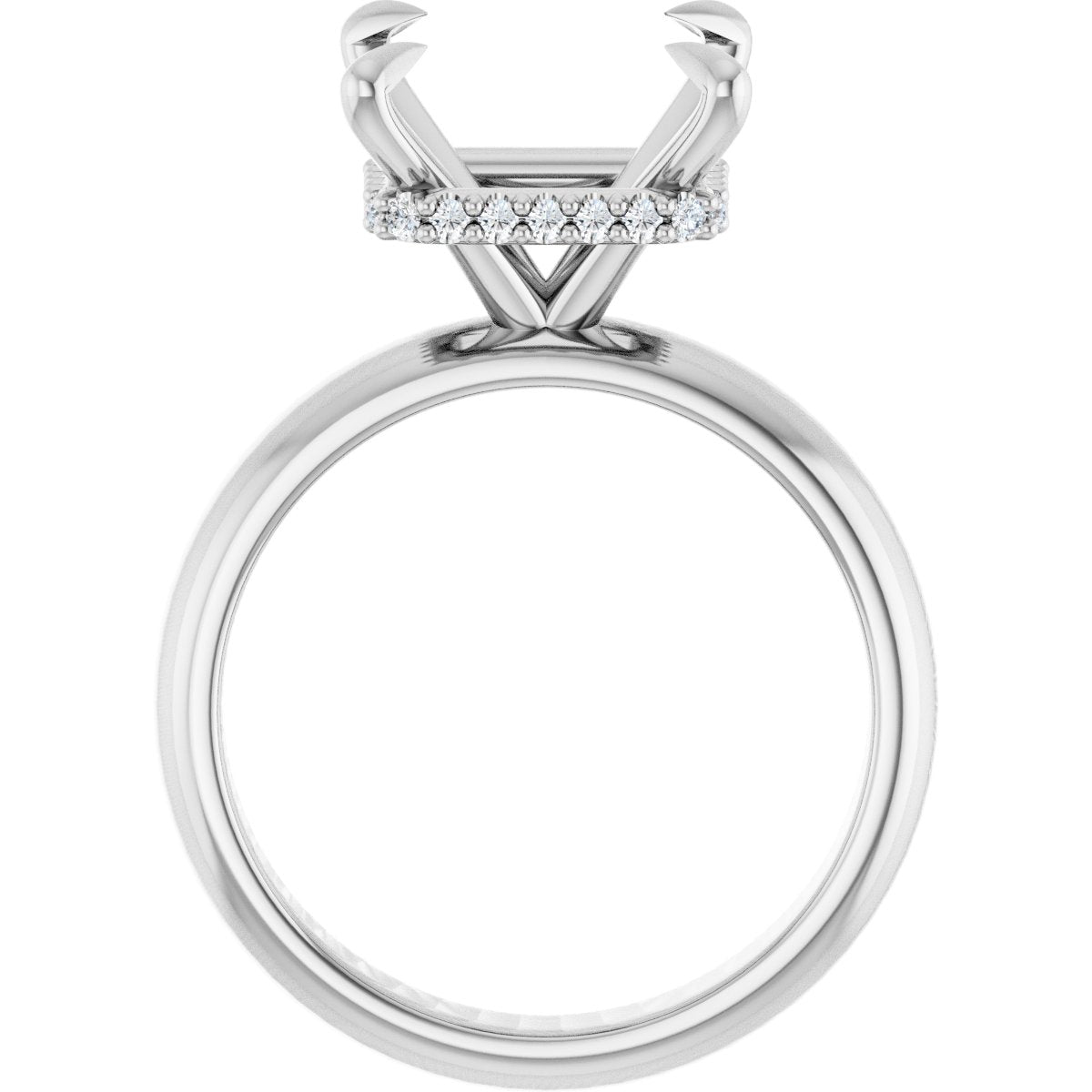 Square Claw-Prong Hidden Halo-Style Engagement Ring Semi-Mount - gallery - Series 127042