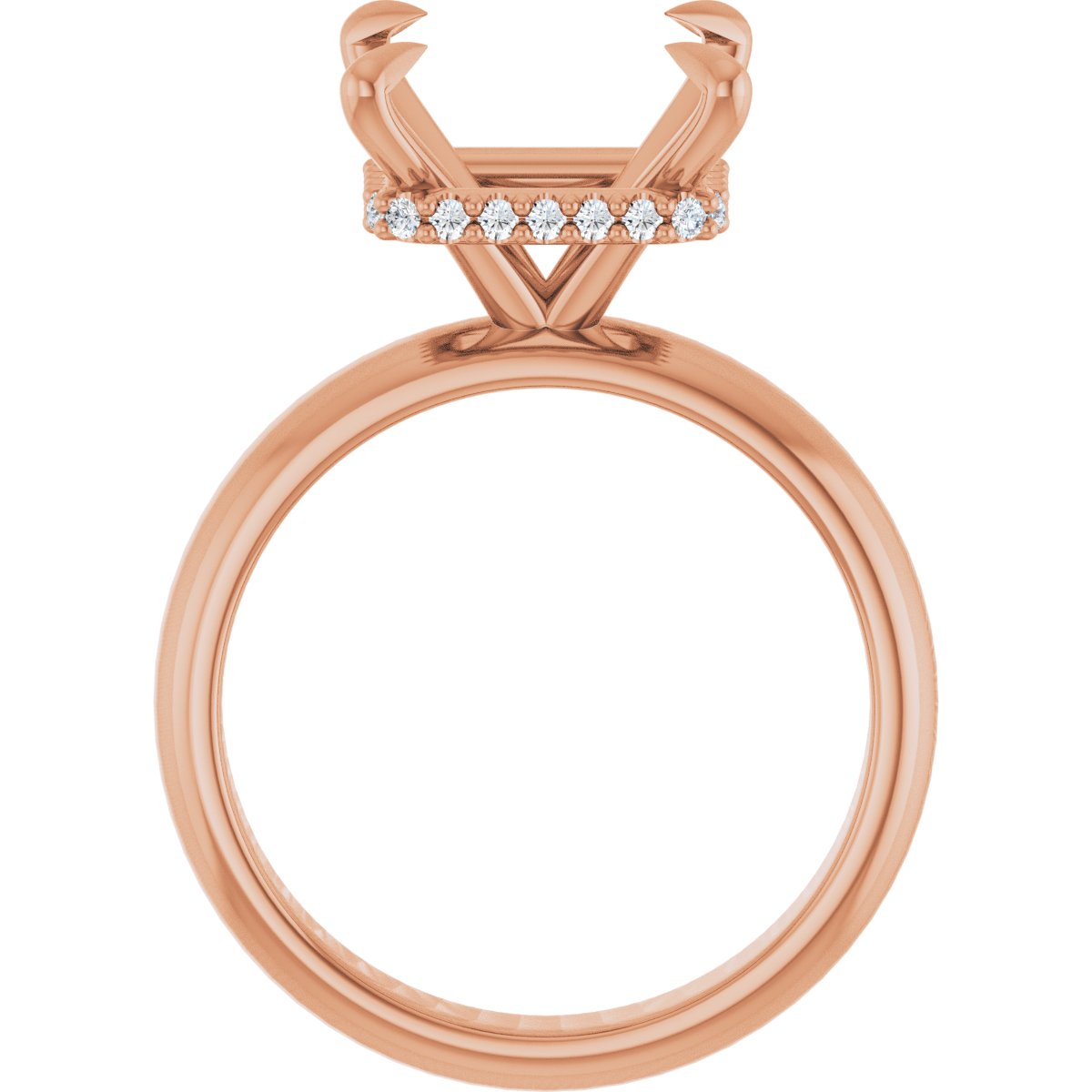 Square Claw-Prong Hidden Halo-Style Engagement Ring Semi-Mount - gallery - Series 127042